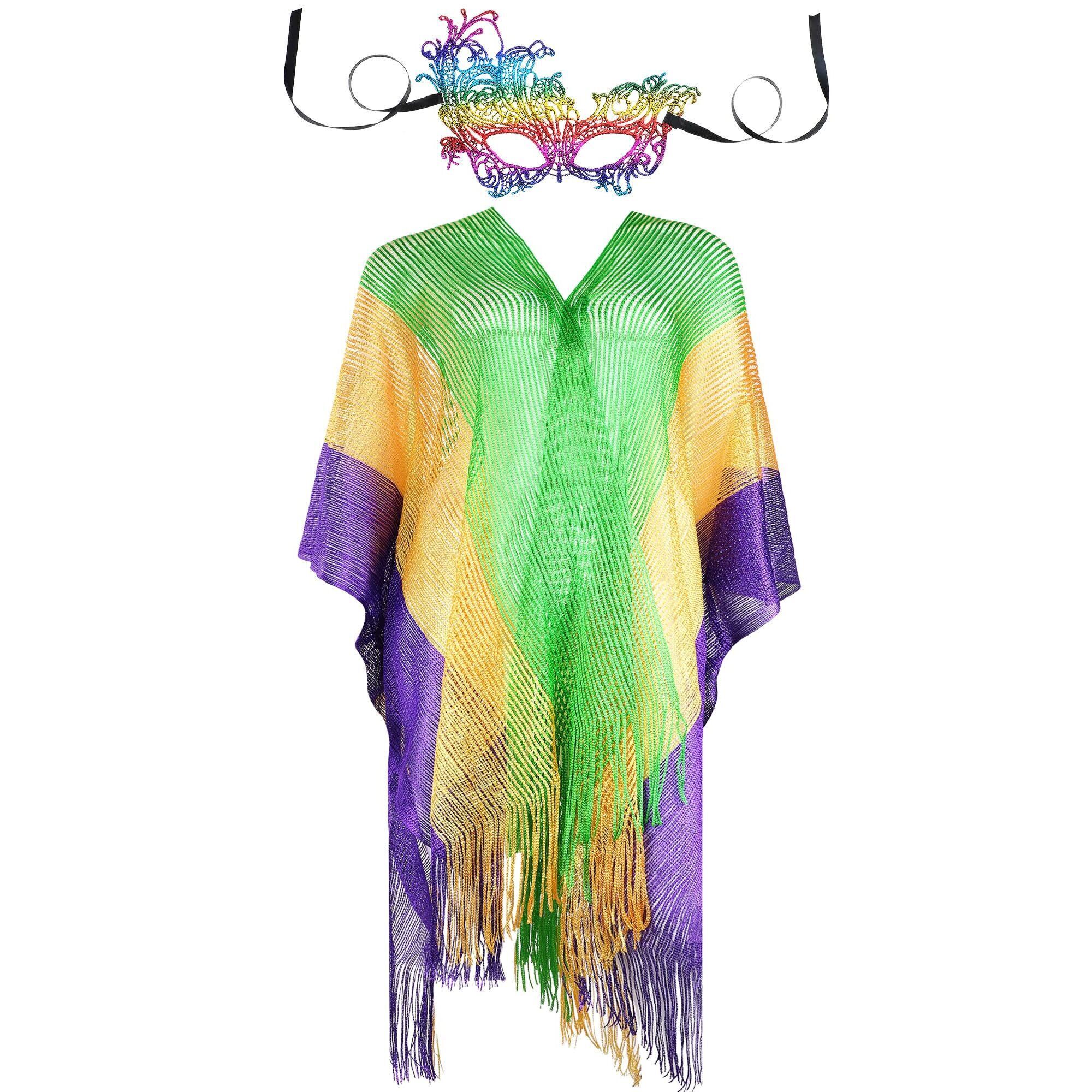 7226 Mardi Gras Decorations Mardi Gras Poncho Shawl Scarf